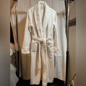 Nordstrom White Cotton Spa Long Waffle Bathrobe - Large